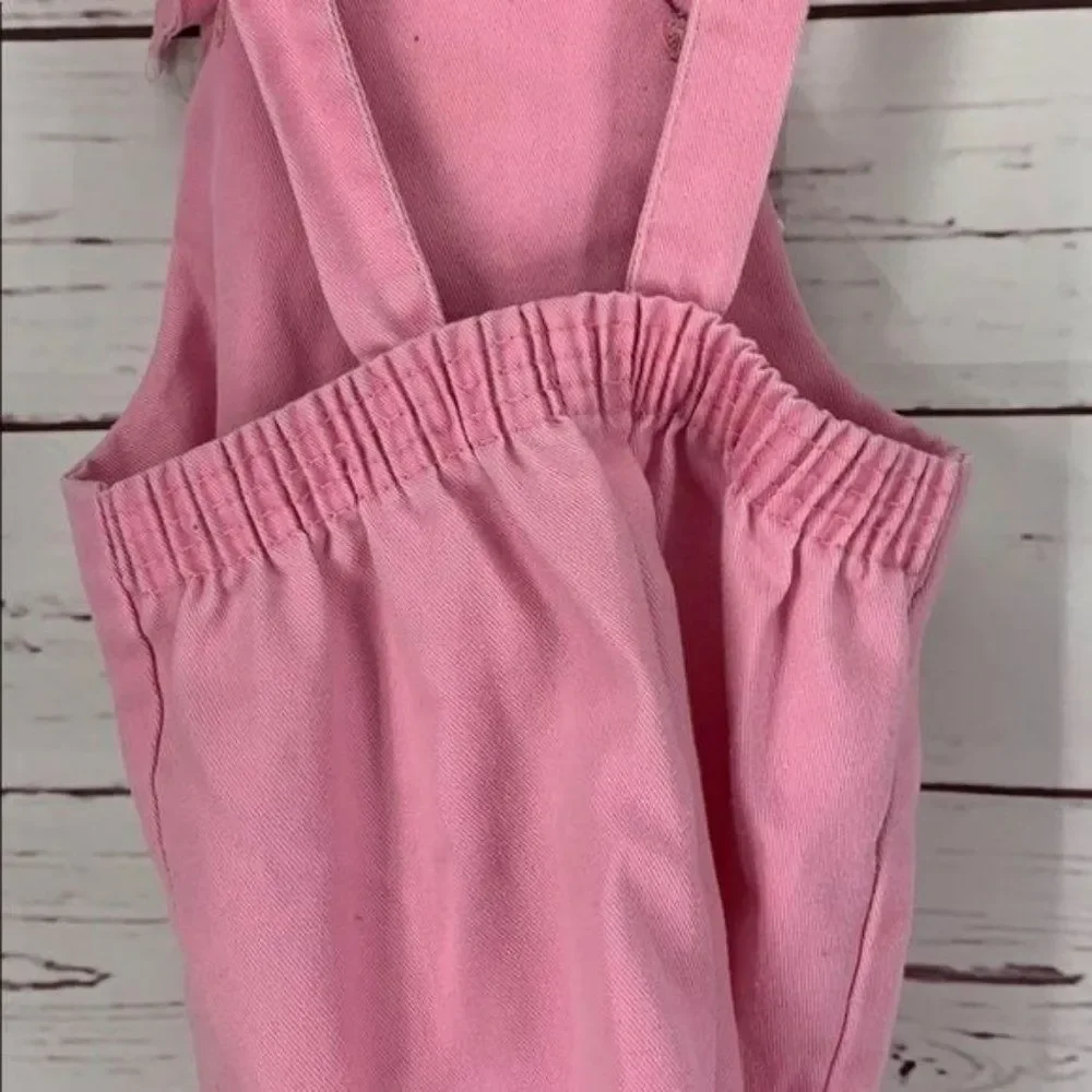Vintage 90'S Skyline Pink Toddlers Embroidered Lace Overall‎ Shorts Size 3T